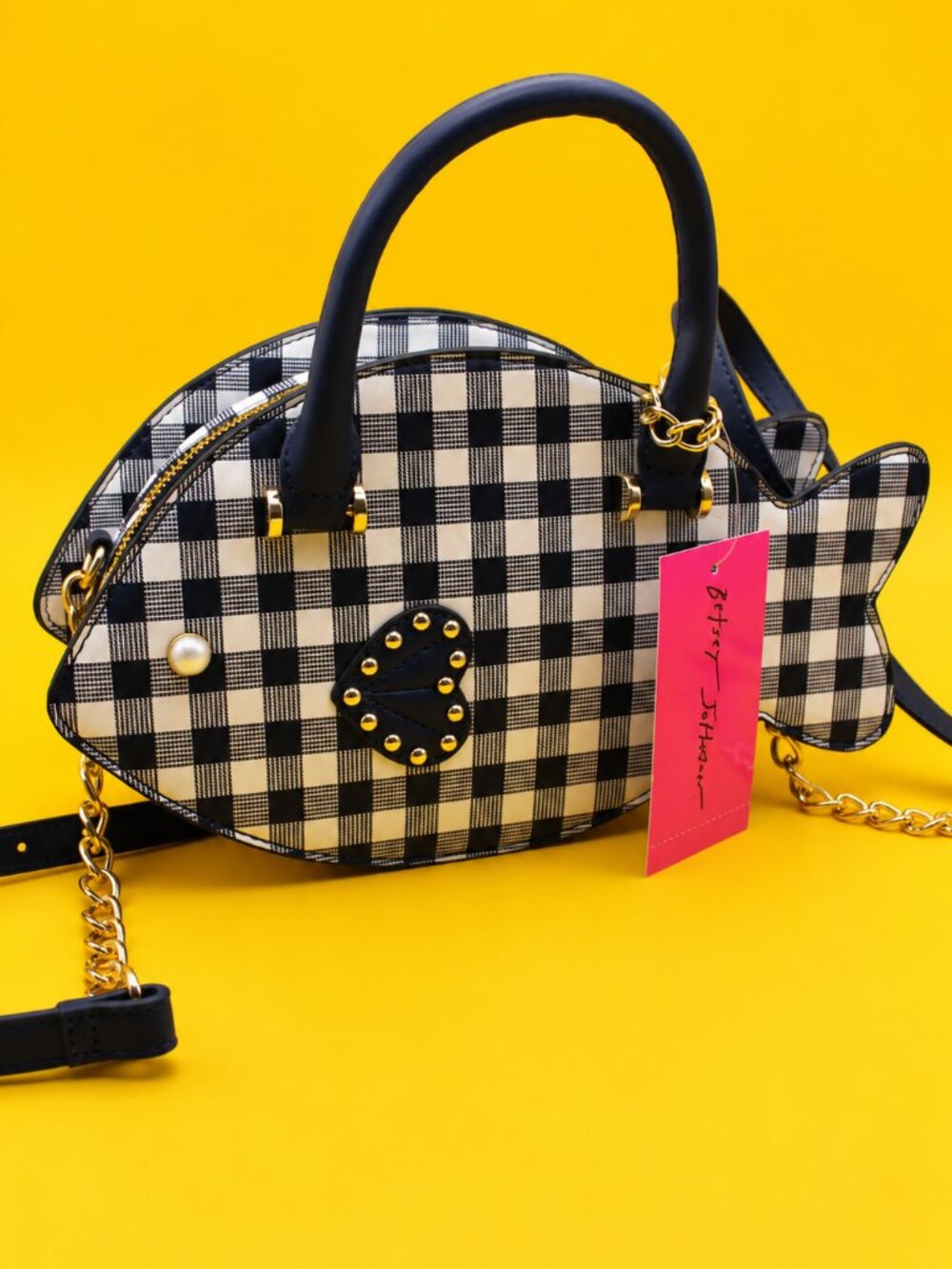 Betsey Johnson Gingham Fish Crossbody Bag – NWT